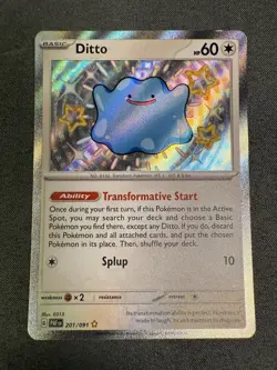 Ditto 201/091 BABY SHINY Paldean Fates HOLO NM Pokemon Cards - Image 2