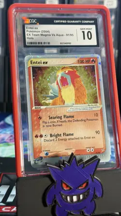 Entei Ex 91/95 EX Team Magma Vs Team Aqua Ultra Rare Pokemon CGC 10 GEM MINT - Image 3