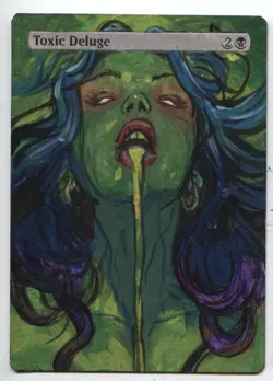 Toxic Deluge ALTERED ART MTG Rare MAGIC Hand Painted Commander - Image 1