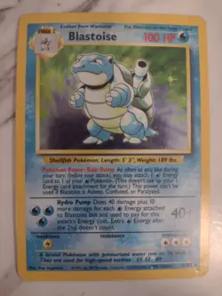 Pokemon TCG Card Blastoise Holo Rare Base Set Unlimited 2/102 HP/Damaged - Image 5