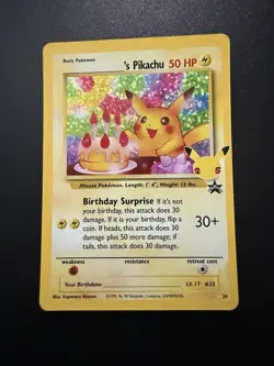 ____'s Pikachu 24/53 Birthday Celebrations 25th Anniversary Pokemon TCG Holo NM - Image 1