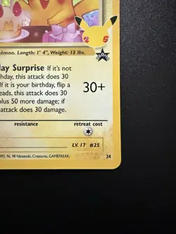 ____'s Pikachu 24/53 Birthday Celebrations 25th Anniversary Pokemon TCG Holo NM - Image 4