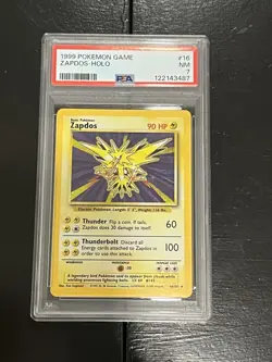 1999 PokÃ©mon TCG Zapdos Holo Rare Card Base Set 16/102 PSA 7 - Image 1