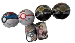 Pokemon TCG 3x Pokeball Tin Bundle and 2x Black Bolt White Flare Mini Tins - Image 1