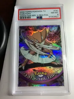 2000 Topps Pokemon TV Series 3 #141 Kabutops RAINBOW FOIL  PSA 8 NM-MT (Pop 4) - Image 1