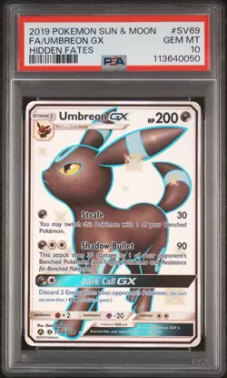 2019 POKEMON SUN & MOON HIDDEN FATES #SV69 FULL ART/UMBREON GX PSA 10 - Image 4