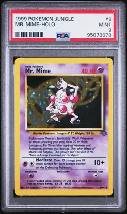 1999 POKEMON JUNGLE #6 MR. MIME-HOLO PSA 9 - Image 1