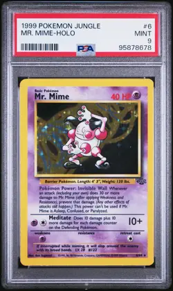 1999 POKEMON JUNGLE #6 MR. MIME-HOLO PSA 9 - Image 3