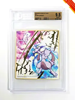 Pokemon BGS 9.5 Mew VS Mewtwo #16 Set 1 Bandai Shikishi Art 2019 Japanese - Image 1