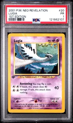 PSA 1 Lugia 1st Edition Neo Revelation 20/64 2001 Pokemon WoTC PR - Image 1