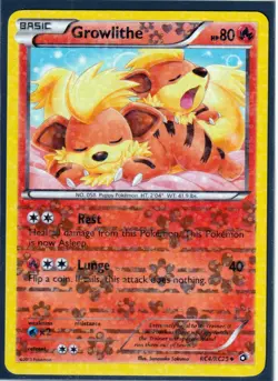 2013 GROWLITHE RC4/RC25 Legendary Treasures Pokemon Radiant Collection HOLO (G37 - Image 1