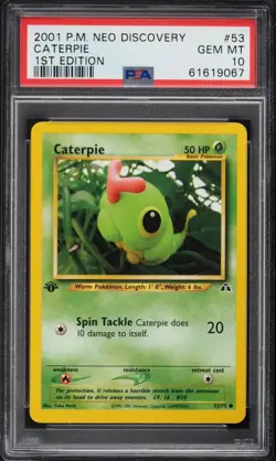 Pokemon 2001 Caterpie Neo Discovery 1st Edition #53 PSA 10 GEM MINT - Image 1