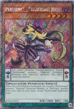 Yugioh! Performapal Skullcrobat Joker - RA04-EN257 - Platinum Secret Rare - 1st  - Image 1