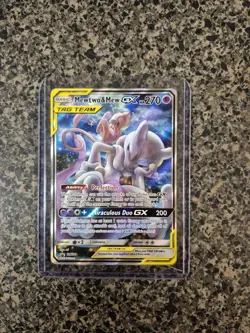 NM Mewtwo & Mew GX SM191 Sun & Moon Tag Team Alt Art Promo Pokemon Card - Image 1