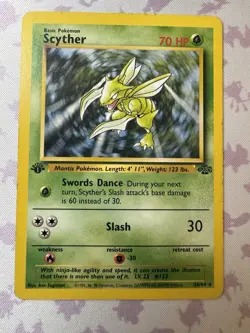 1st Edition Scyther #26 26/64 Jungle Non-Holo Rare Pokemon Card Vintage - MP - Image 2