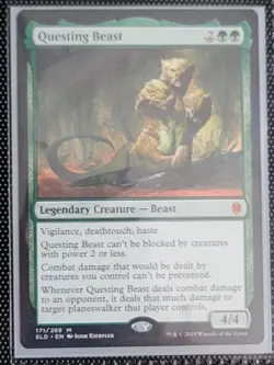 MTG Throne of Eldraine Questing Beast Regular Card 171/269 Mythic NM Condition - Image 1