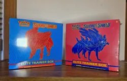 Pokemon Sword and Shield Base Set ETB Elite Trainer Box Zacian Zamazenta Sealed - Image 1