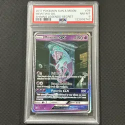 Pokemon 2017 Mewtwo GX 78/73 Alt Art Secret Rare Shining Legends PSA 8 - Image 1