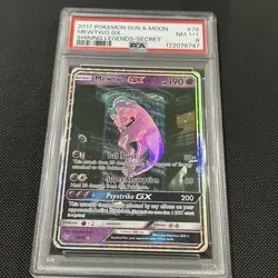 Pokemon 2017 Mewtwo GX 78/73 Alt Art Secret Rare Shining Legends PSA 8 - Image 2