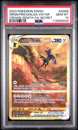 2023 Pokemon Origin Forme Dialga Vstar GG68 Gold Crown Zenith PSA 10 GEM MINT - Image 1