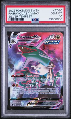 2022 POKEMON SWORD & SHIELD SILVER TEMPEST #TG20 FULL ART/RAYQUAZA VMAX PSA 10 - Image 1