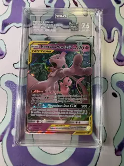 2019 Pokemon Sun & Moon Unified Minds #71 Mewtwo & Mew GX Tag Team TAG 7.5 - Image 1