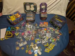 Pokemon TCG Accessory Lg Lot Dice, Markers, Tins, Tags, 2018 Card Games, & Coins - Image 1