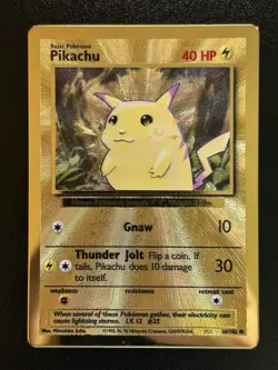 PIKACHU Gold Metal Pokemon Card - Celebrations Promo - UPC - 58/102 - NM (A) - Image 1