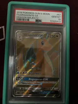 2018 Pokemon Sun & Moon Dragonite GX FA Gem MT PSA 10 Card - Image 1