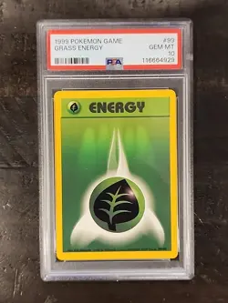 1999 POKEMON GAME GRASS ENERGY #99 PSA 10 VINTAGE - Image 1