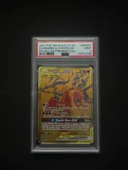 2021 POKEMON PREMIUM COLL PROMO #SM247 FULL ART/RESHIRAM & CHARIZARD GX PSA 9 - Image 1