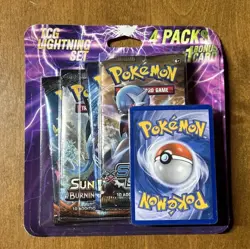 PokÃ©mon TCG Lightning Box 4 Packs/1 Bonus Card Per Box Damaged New Sealed READ - Image 1