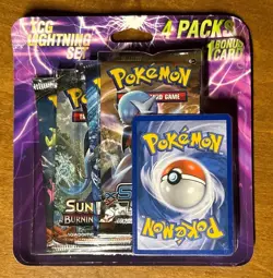 PokÃ©mon TCG Lightning Box 4 Packs/1 Bonus Card Per Box Damaged New Sealed READ - Image 4