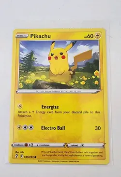 CRIMPED Pikachu Card - Evolving Skies 049/203 Pokemon Card TCG - Image 2