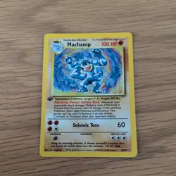 PokÃ©mon TCG Machamp Holo Rare Card Base Set 8/102 - Image 1