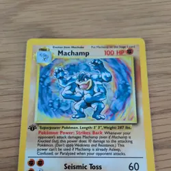 PokÃ©mon TCG Machamp Holo Rare Card Base Set 8/102 - Image 2