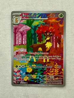 Sawsbuck 166/162 Illustration Rare Full Art Holo Temporal Forces PokÃ©mon Card - Image 1