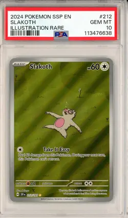 2024 POKEMON SSP EN #212 SLAKOTH GEM MT PSA 10 ILLUSTRATION RARE 212/191  - Image 1