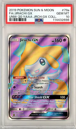 2019 POKEMON SUN MOON 79A/236 FULL ART JIRACHI GX GEM MT PSA 10 - Image 1