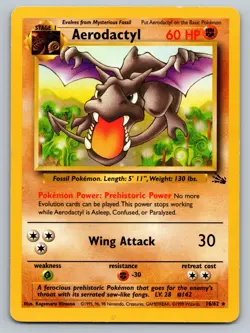Pokemon Aerodactyl HP 16/62 Fossil Regular Non-Holo Rare HEAVILY PLAYED - Image 1