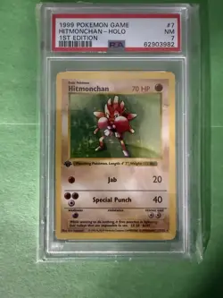 Pokemon TCG Hitmonchan 1st Edition Holo Rare Card Base Set 7/102 Psa7! - Image 1