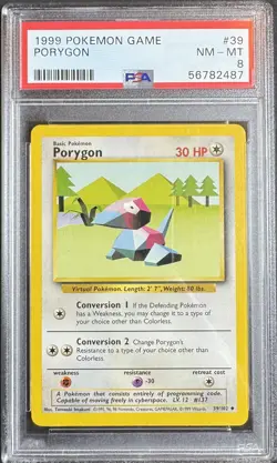 1999 Pokemon Porygon #39 Base Set PSA 8 - Image 1
