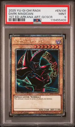 YUGIOH PSA 9 2025 Dark Magician RA04-EN106 QCR "Arkana Art" 1st Edition - Image 1