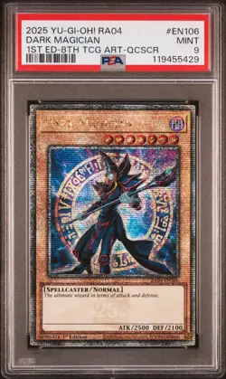 YUGIOH PSA 9 2025 Dark Magician RA04-EN106 QCR "8th Art" 1st Edition - Image 1