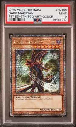 YUGIOH PSA 9 2025 Dark Magician RA04-EN106 QCR "6th Art" 1st Edition - Image 1