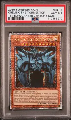 Yugioh PSA 10 2025 Obelisk the Tormentor RA04-EN116 QCR 1st Edition *5373 - Image 1