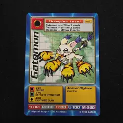 Gatomon BO-77 Holo - Digimon Card 1999 Bandai - Rare Gold Foil Text Vintage - Image 1