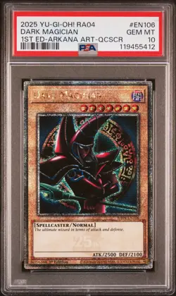Yugioh PSA 10 2025 Dark Magician RA04-EN106 QCR 1st Edition "Arkana Art" *5412 - Image 1