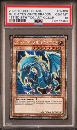 Yugioh PSA 10 2025 Blue-Eyes White Dragon RA04-EN108 QCR 1st Edition "8th" *5404 - Image 1