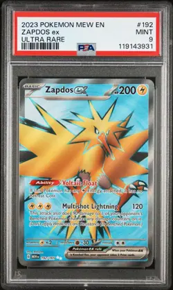 PSA 9 MINT Pokemon TCG Scarlet Violet 151 ZAPDOS EX Ultra Rare 192/165 Full Art - Image 1